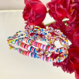 Pair Of Colorful Silicone Beaded Friendship Bracelets